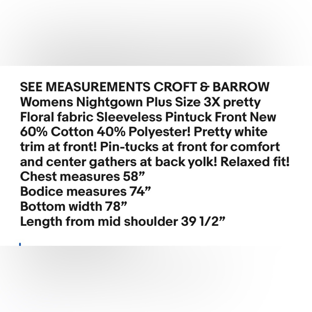 CROFT & BARROW Womens Nightgown Plus Size 3X Floral Sleeveless Pintuck Front New - Picture 10 of 10